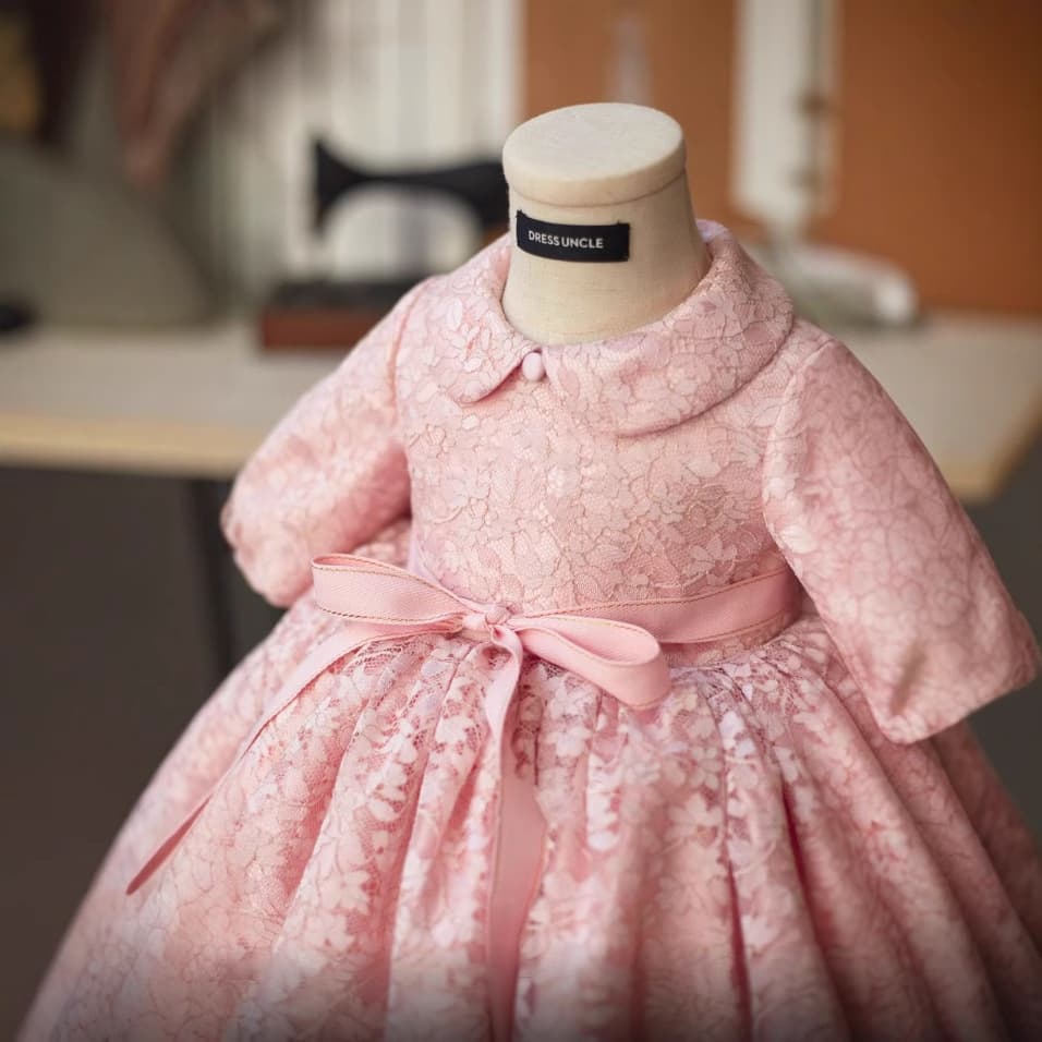 Children's Formal Dress Flower Girl Wedding Little Girl Baby Birthday Princess Dress Puffy Skirt Spring Long Sleeve Host Stylish