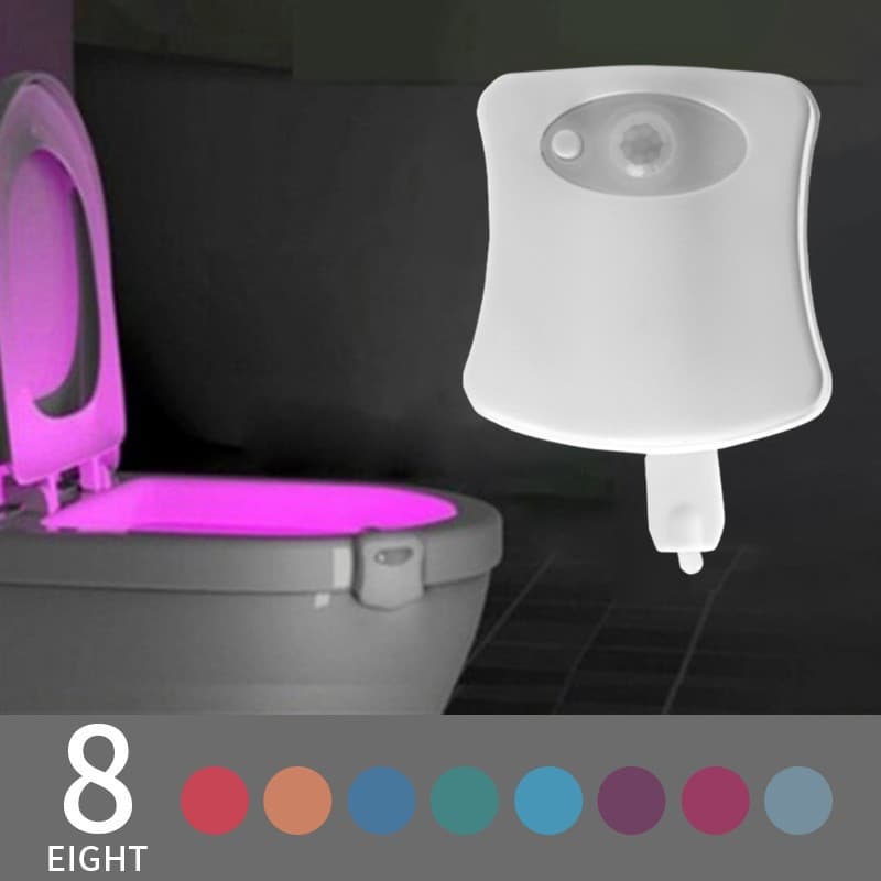 Hot-selling toilet light with sensor, night light, 8-color LED bathroom sensor light, factory direct stock.