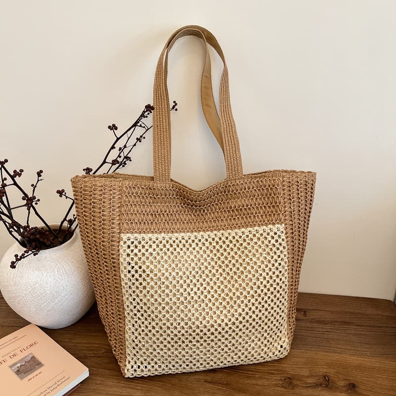 Straw Beach Bag 2026 Cross-Border New Woven Bag Large Capacity Tote Bag Ladies Dresses Women's Bag