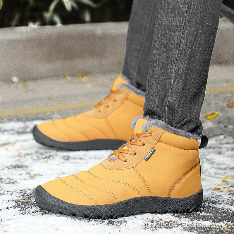 2024 Winter Cotton Boots New Warm Thick Large Size Cotton Shoes Northern Soft Sole Men's Mid-Top Snow Boots Drop Shipping Available
