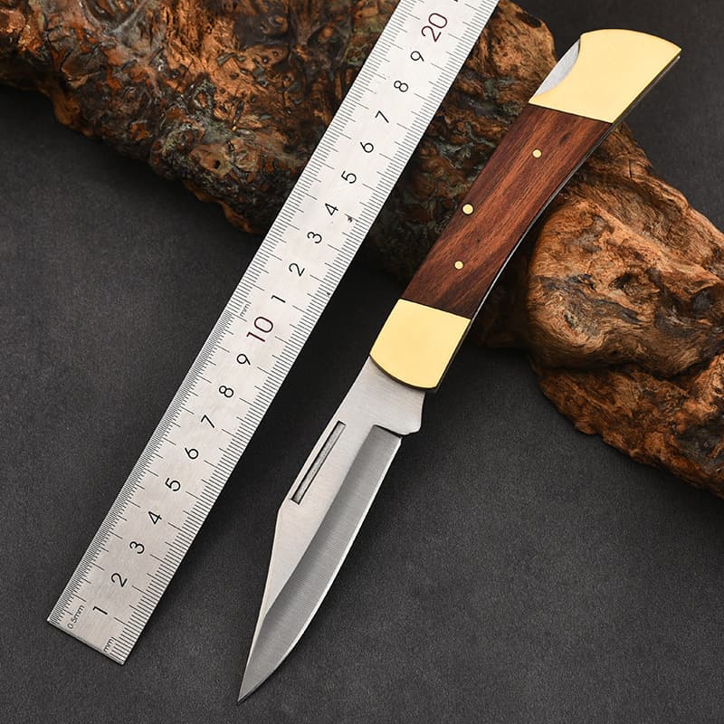 Stainless steel brass head folding knife outdoor self-defense knife paring knife fruit knife express knife convenient knife