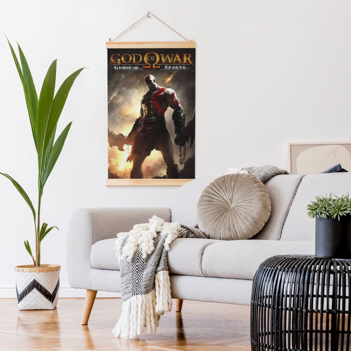 Nordic Game God of War Kratos Poster JIT Drop Shipping High-Definition Solid Wood Scroll Hanging Painting Cross-Border E-commerce AliExpress