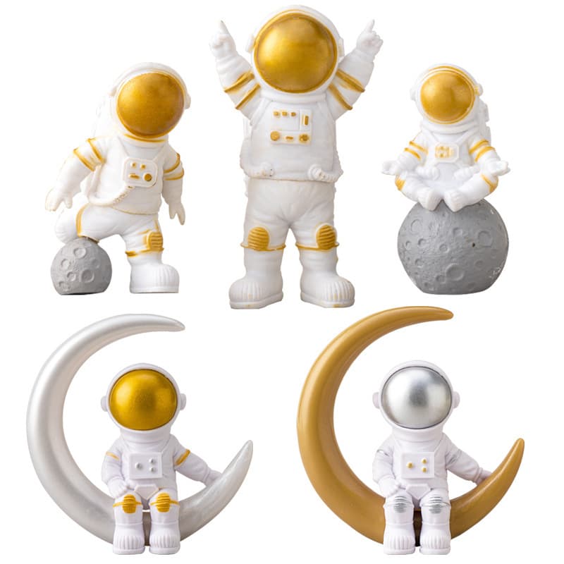 Space astronaut birthday cake decorations children's galaxy universe decoration black and white planet spacecraft first year plug-in