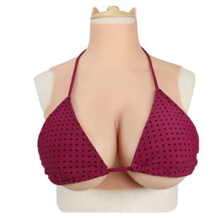 High Neck Silicone Solid Breast Forms for Crossdressers, Round Neck BCD E F G Cup, Breast Pads Inserts, Fake Breasts