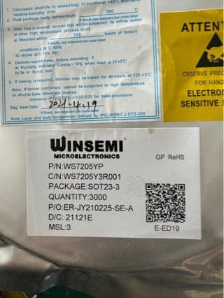WS7205YP SOT23-3 package, WINSEMI original chip.