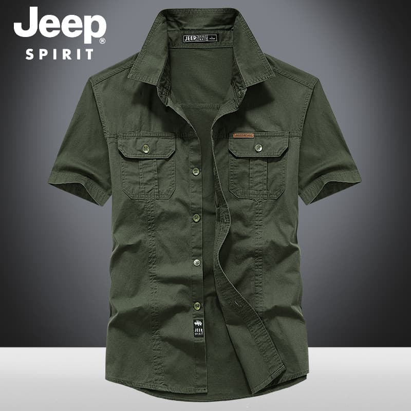 Classic Work Short Sleeve Shirt Summer Men's Casual Versatile Work Shirt Loose Cotton Half Sleeve Shirt 8808