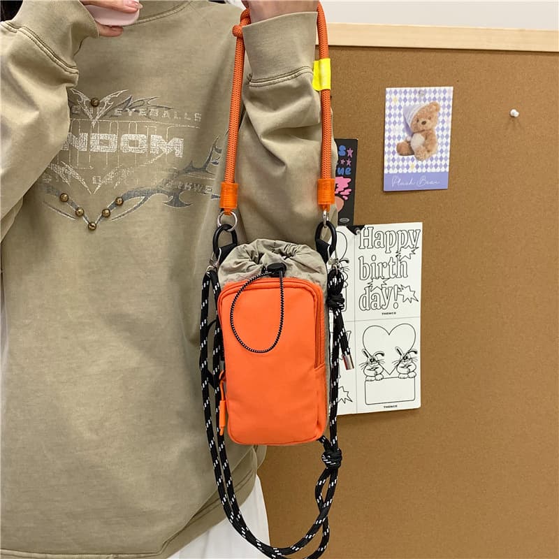 Umbrella Bottle Bag Outdoor Crossbody Water Bottle Bag Dopamine Contrast Color Sports Lightweight Phone Cup Bag Travel Small Bag Hanging Bag