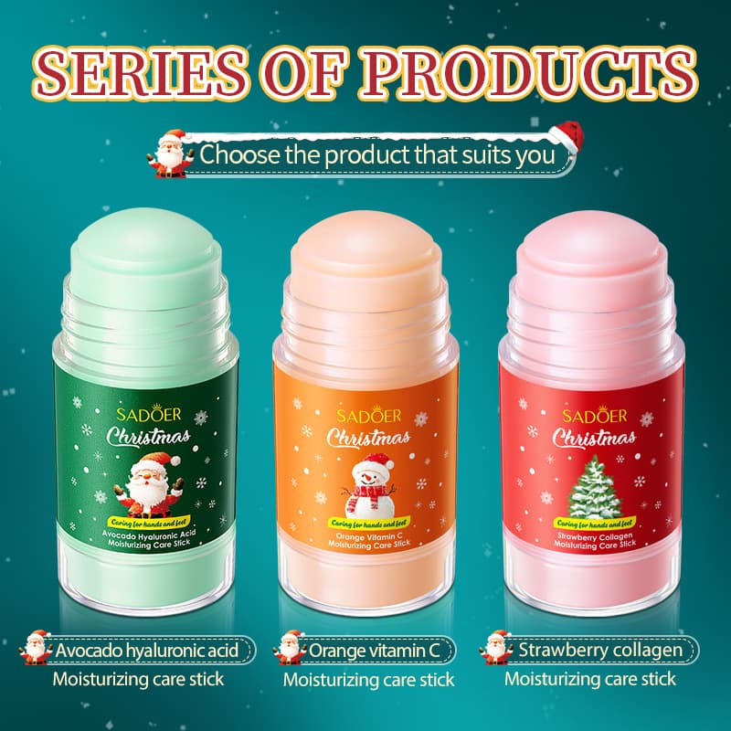 Cross-border In-Stock Christmas Care Stick SADOER Avocado Hyaluronic Acid Moisturizing Face Cream Factory Direct Export
