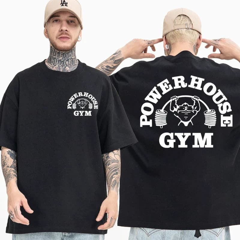 【Cross-border EU Size】Powerhouse Gym Graphic T-shirt Men Women Clothes