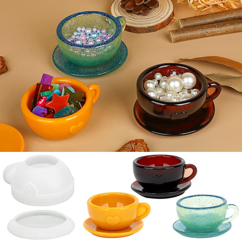 diy glue gypsum cement aromatherapy candle cup silicone mold love tea cup storage ornament mirror silicone
