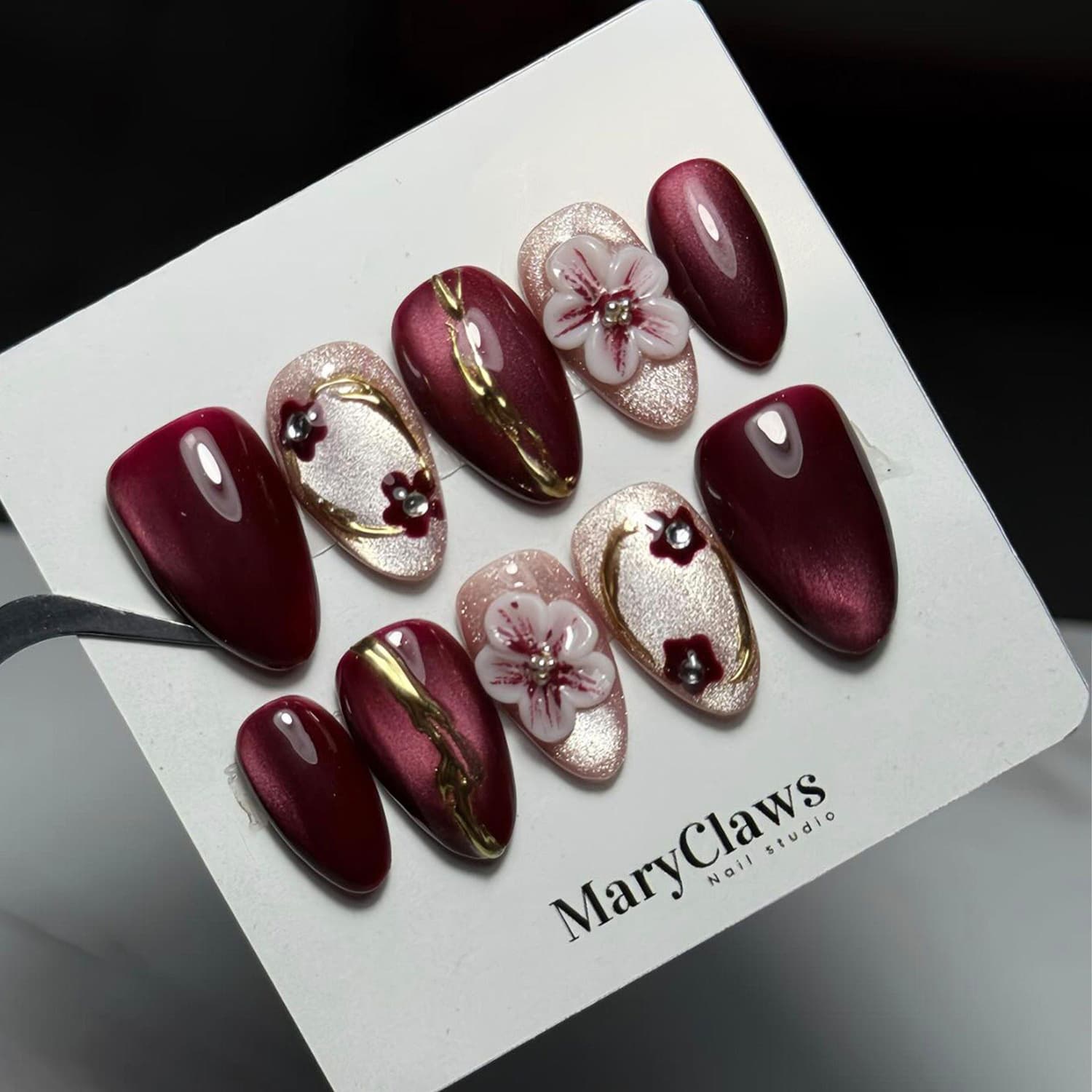 European and American Wearable Nails Simple Solid Wine Red Series Premium Short Nail Tips Ready-made Detachable In Stock for Cross-border