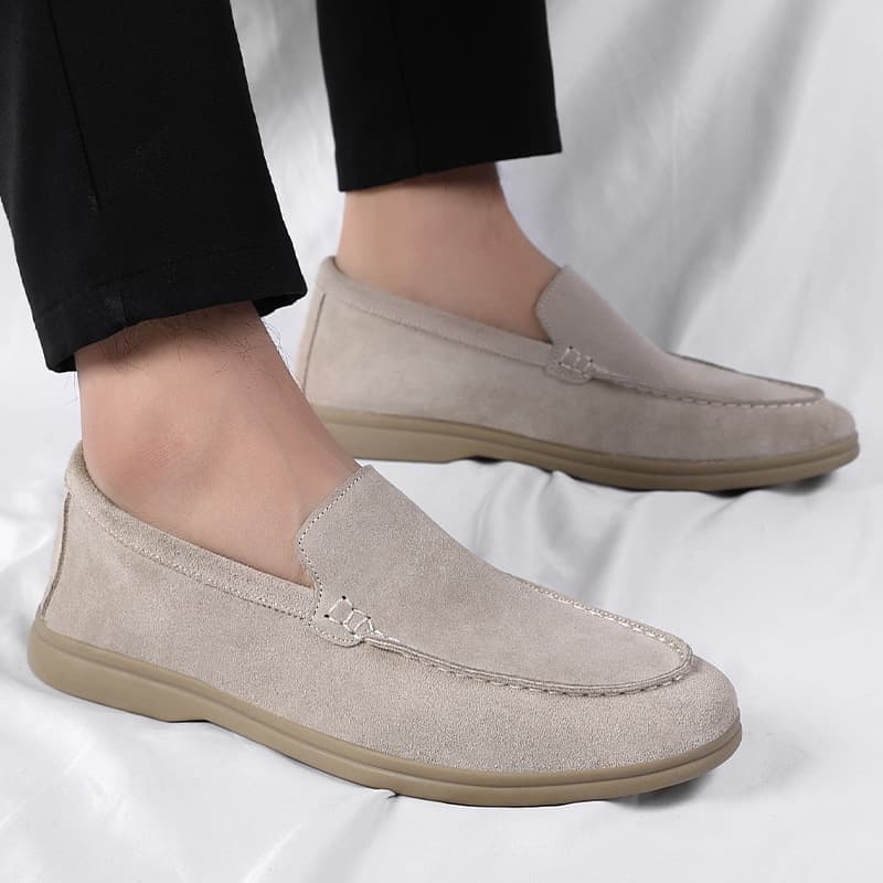 2025 New Spring/Autumn Suede Loafer Shoes for Men, Flat Casual Leather Shoes, Slip-On Driving Shoes
