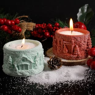 New Embossed Christmas Snow Scene Candle Cup Mold Christmas Tree Snowman Embossed Christmas Flower Pot Plaster Silicone Mold