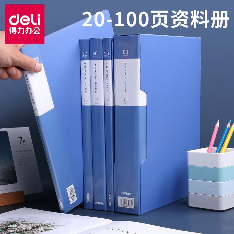 Deli 20/40/60/80/100 Page A4 Document Folder with Insert Pockets, File Organizer