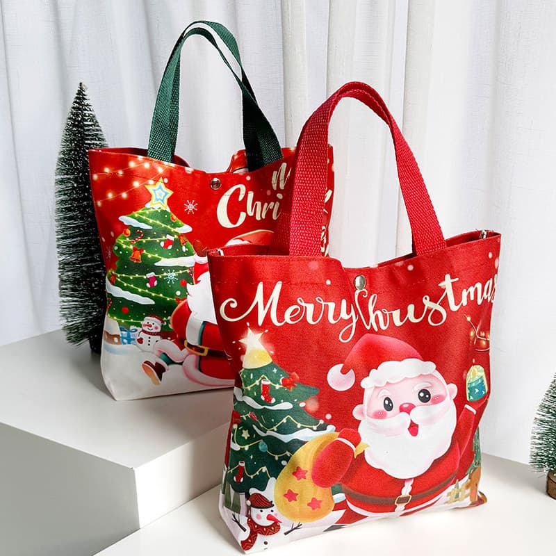 New Foreign Trade Stock Christmas Gift Bags, Cartoon Santa Claus Snowman Tote Bags, Canvas Bags