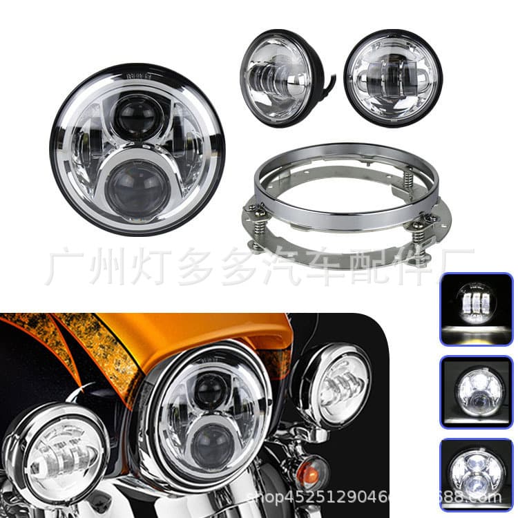 Factory Wholesale Cross-border Supply Kit Harley Motorcycle Modification Compatible Headlight Fog Light and Bracket Combo Set
