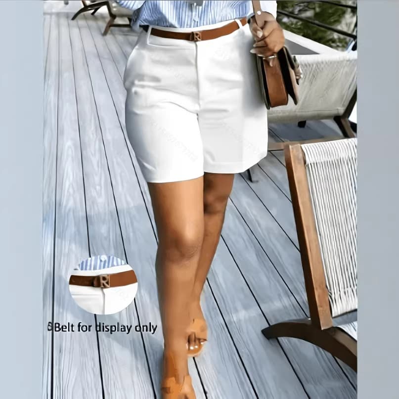 2026 European and American Cross-Border Amazon Summer New Women's Casual Versatile Fashion Shorts with Pockets and White Collar for Work