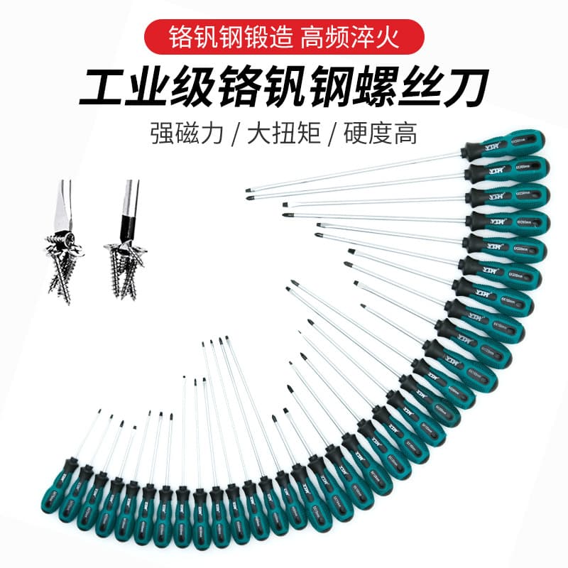 Strong Magnetic Phillips and Flathead Industrial Grade Screwdriver Set with Dual-Color Soft Grip Handle, Household Screwdriver Kit