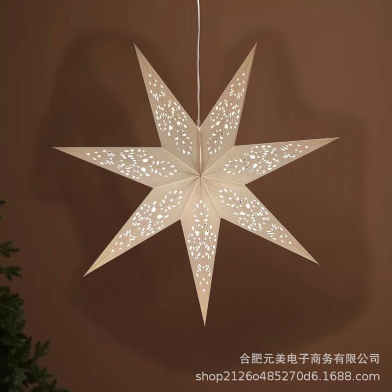 Nordic Christmas Paper Star Seven-Point Five-Point Star Pendant Lamp, Table Lamp, Window Display for Mall, Bar, Exhibition, Wedding