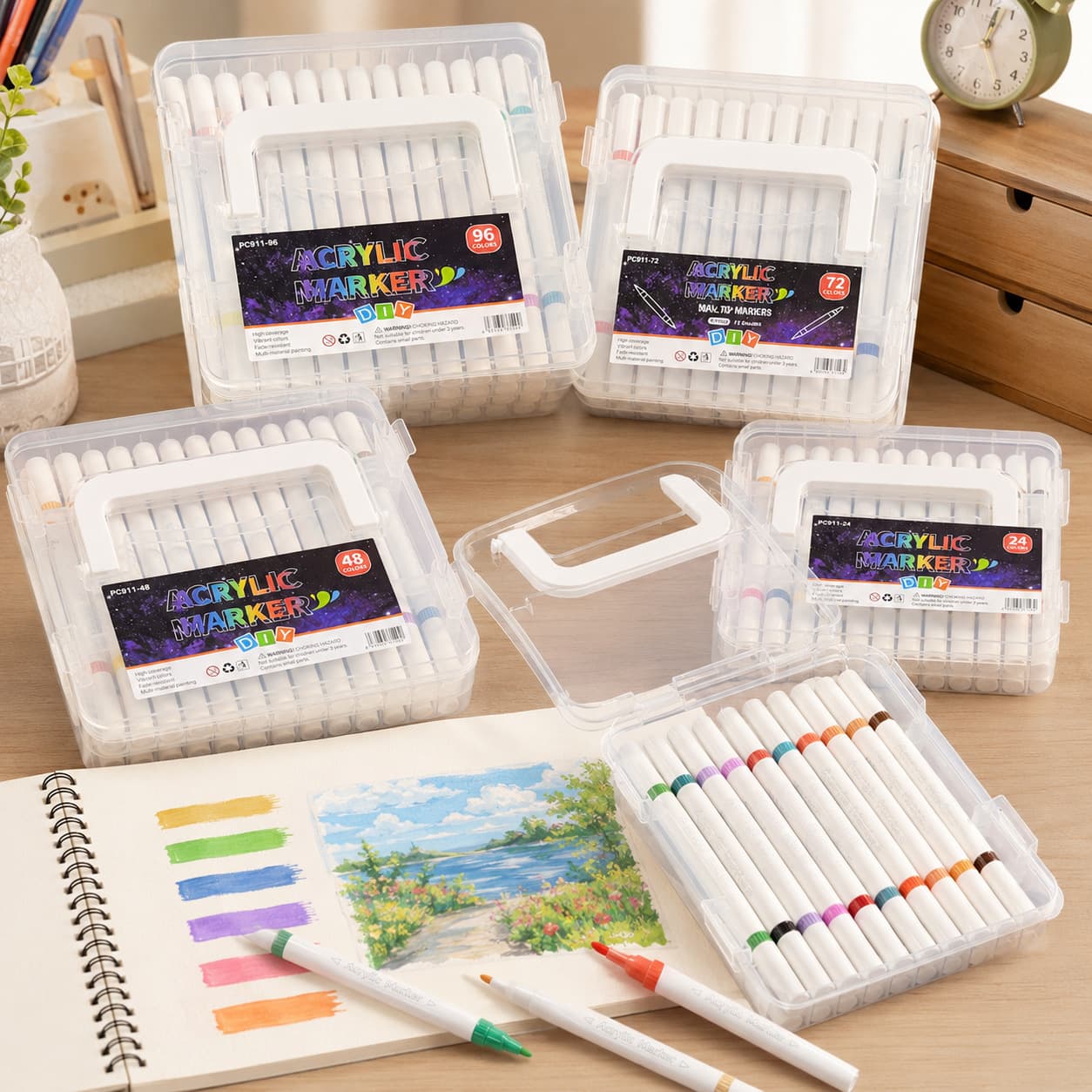 Dual-Tip Dual-Color Acrylic Marker Set, Soft Tip, Blendable Colors, Student Art Drawing DIY Watercolor Pens