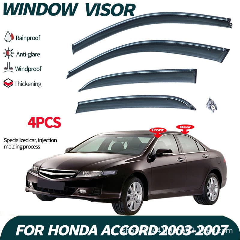 Window Visors Rain Guards for 2003-2007 Honda Accord Door Sun Rain Deflectors Trim