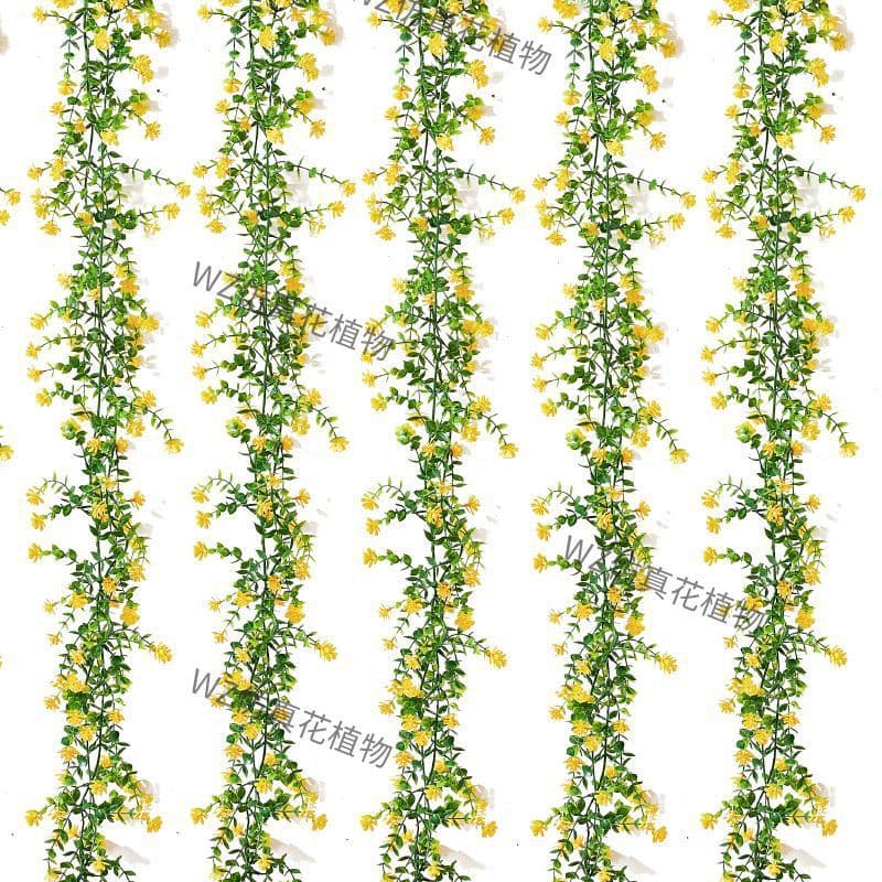 New Eucalyptus Camellia Hanging Vine Artificial Green Plant Wall-Mounted Leaf Vine Long Yellow Rattan Leaves