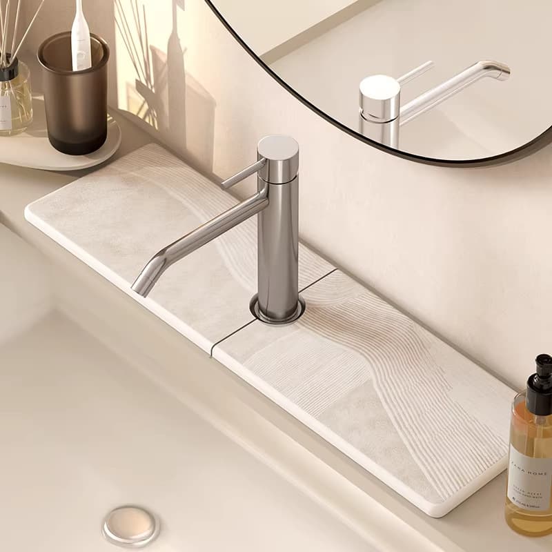 Japanese Wabi-Sabi Faucet Mat Diatomaceous Earth Quick-Dry Hard Mat for Kitchen Bathroom Sink Vanity Countertop Toilet