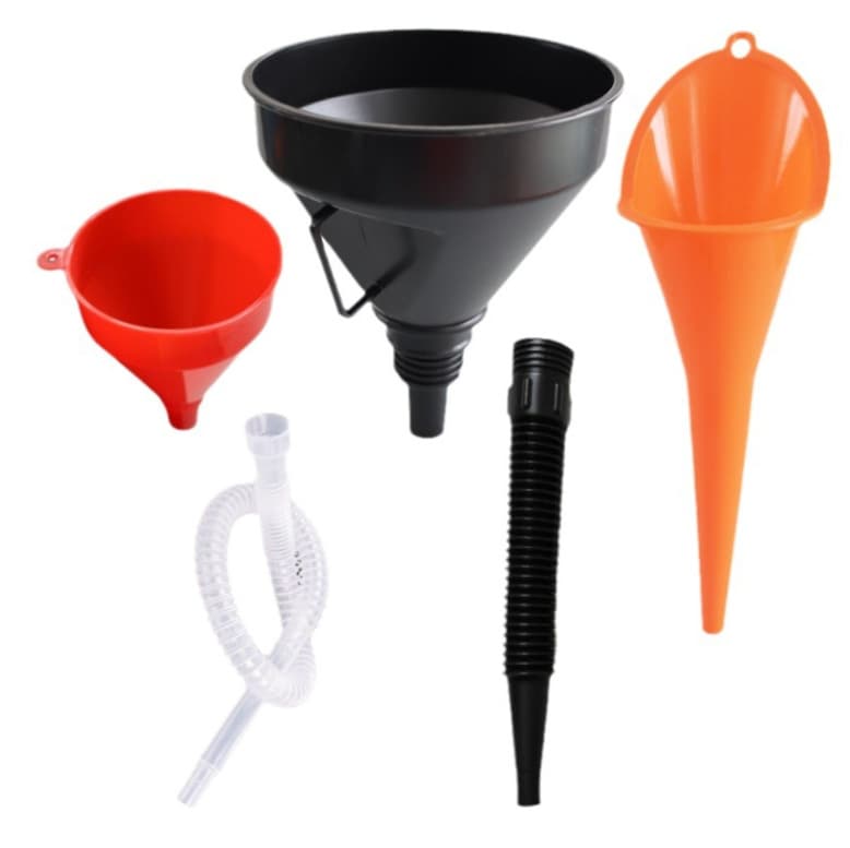 Multi-Diameter Fuel Funnel Set with Filter and Telescopic Tube for Cars and Motorcycles, Plastic Long-Spout