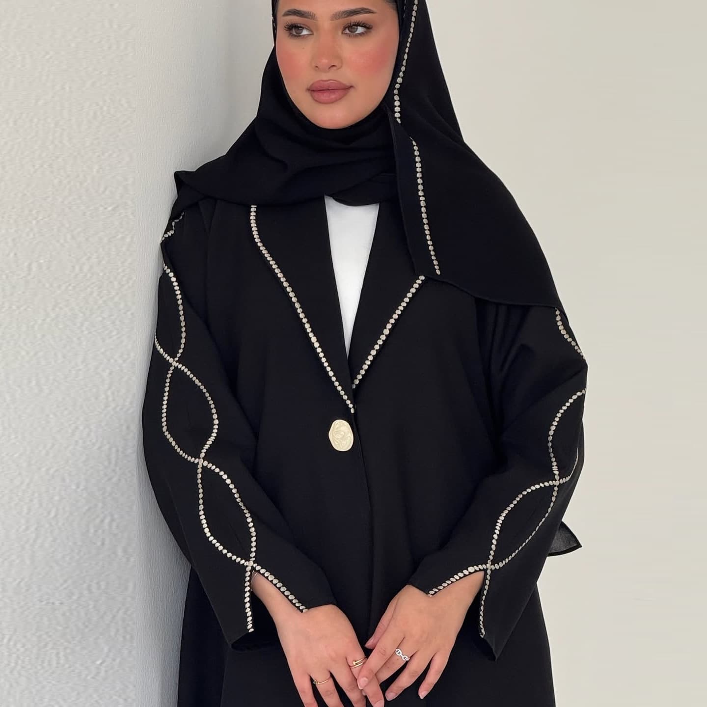 MQ257 2026 Summer New Modest Cross-Border Clothing Long Dress Fashion Elegant Cardigan Embroidered with Headscarf