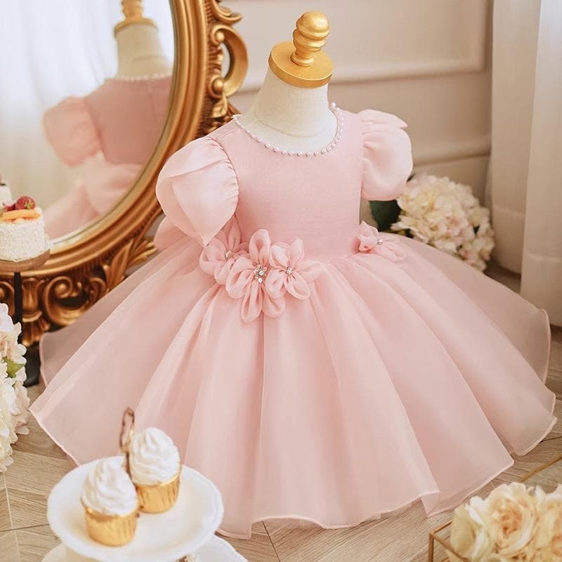 First Birthday Princess Dress Children's Birthday Puffy Skirt Pink Colorful Kids Fashion Hostess Dress Skirt