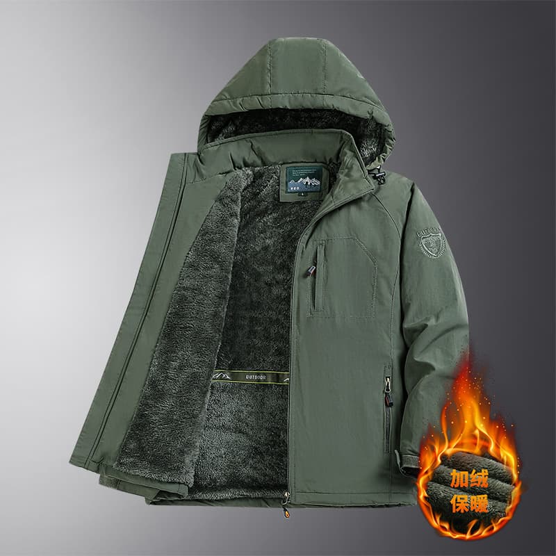 Autumn/Winter Outdoor Casual Middle-Aged Jacket Plus Size Medium-Length Fleece-Lined And Thickened Waterproof Breathable Men's Jacket