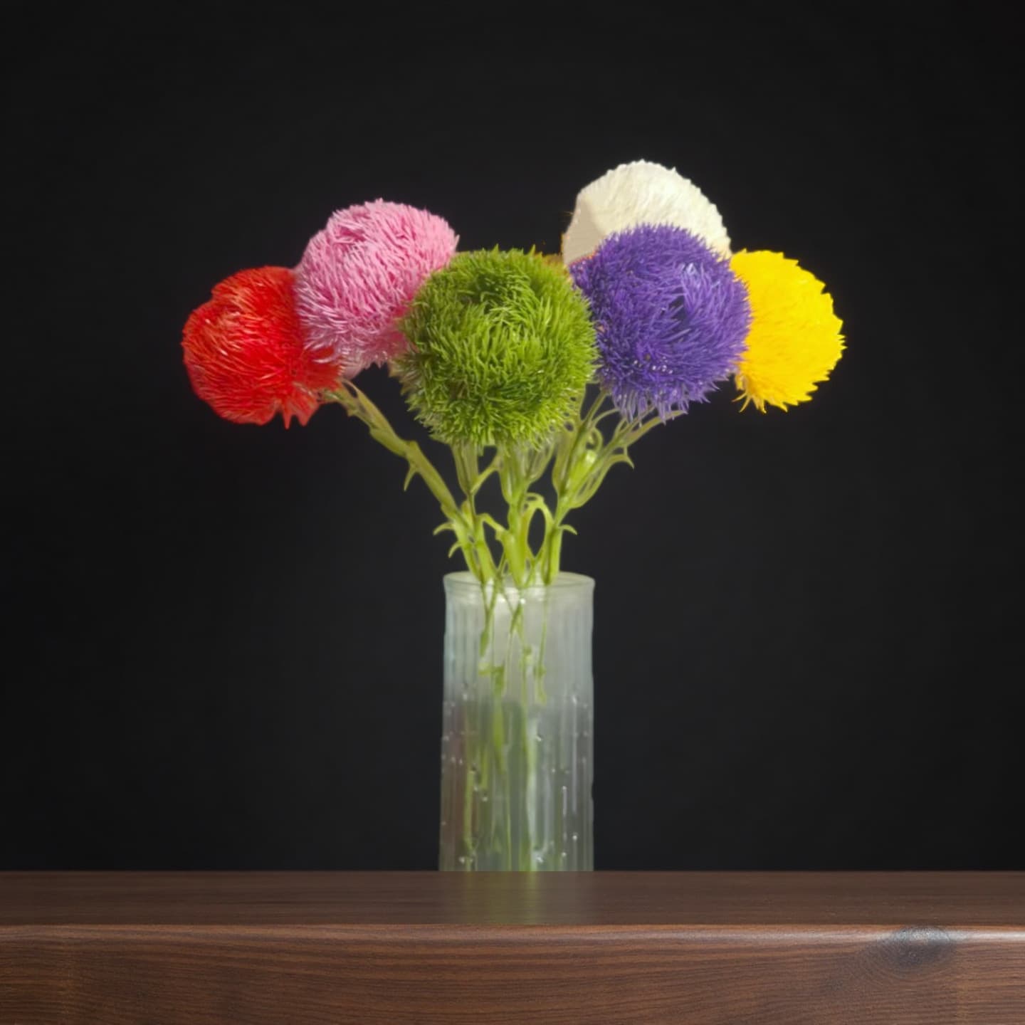 Green Stone Bamboo Artificial Flowers, Simple Style Home Floral Arrangement, Soft Rubber Fake Flower Decorative Ornament, Artificial Green Pom Pom Wholesale