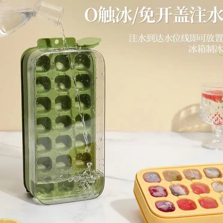 Push-type ice tray ice cube mold push-type ice tray household quick-frozen ice box with lid homemade frozen ice cube ice storage