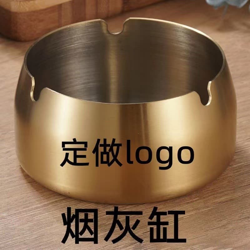 Cross-Border Extra Thick Drop-Resistant Metal Stainless Steel Ashtray Instagram High-End Gift Ashtray Wholesale Custom Logo Printing