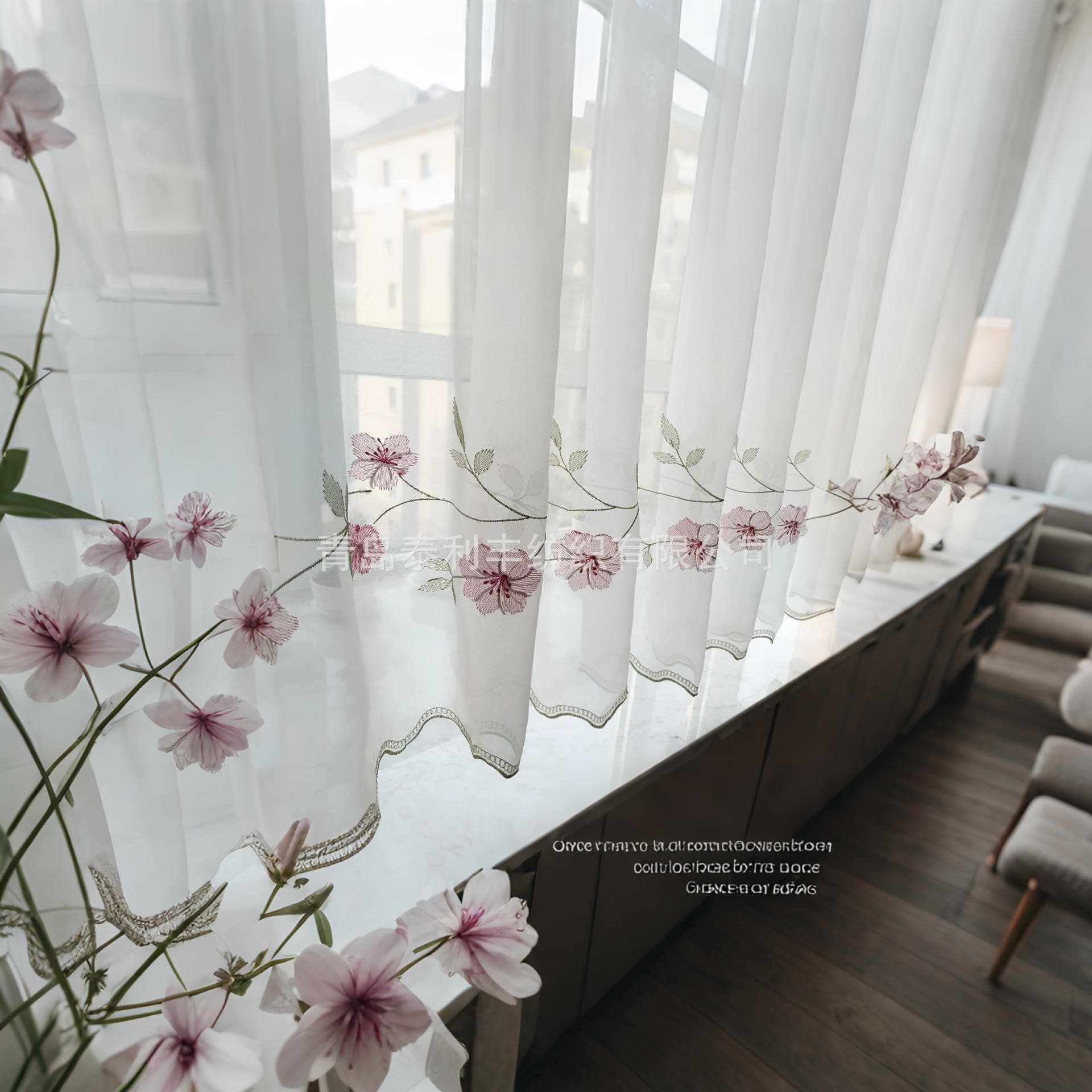 Pink Rose Coffee Curtain, Small Half Kitchen Curtain, Full Size Wholesale Window Screen, Acrylic Finished Window Screen