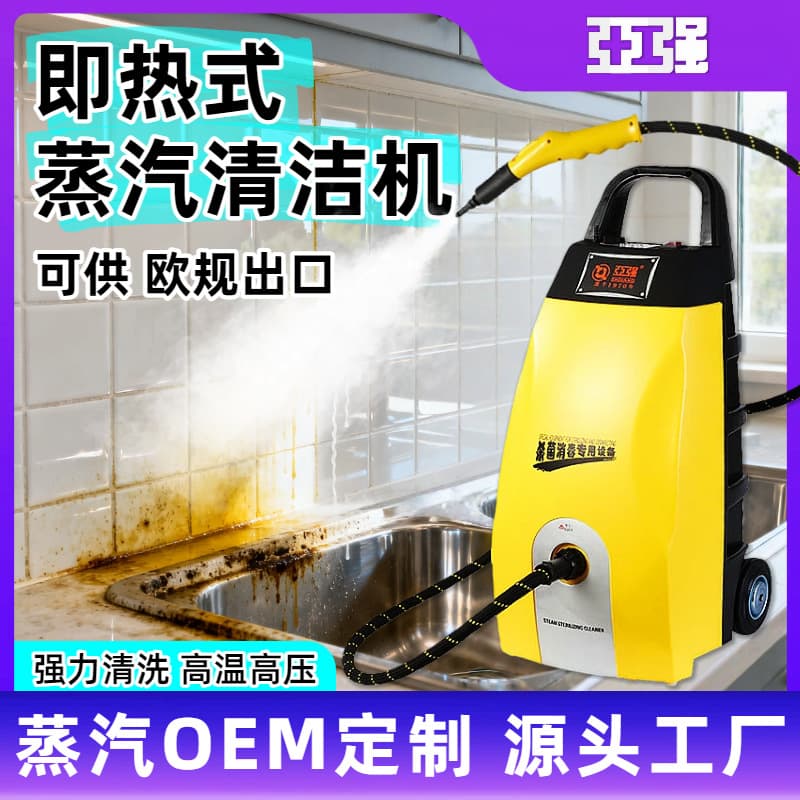 Multifunctional steam cleaner for cleaning kitchen grease, high-temperature cleaning, carpet, sofa, and mattress sterilization.