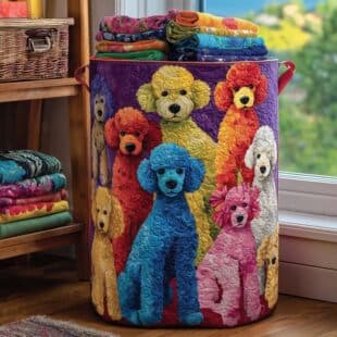 Cross-border trade lamb pattern quilted laundry basket with handles, digital printed home supplies, wholesale from source factory