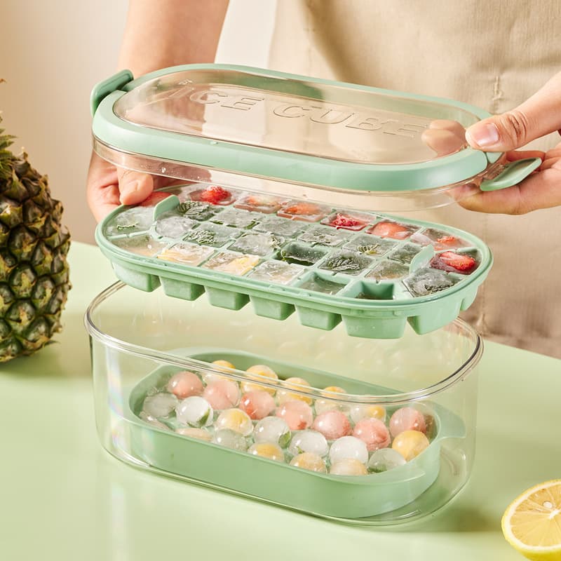 Hot-selling ice cube tray mold, press-type ice cube maker, portable ice bucket, large-capacity freezer ice cube tray, quick-freeze ice cube box