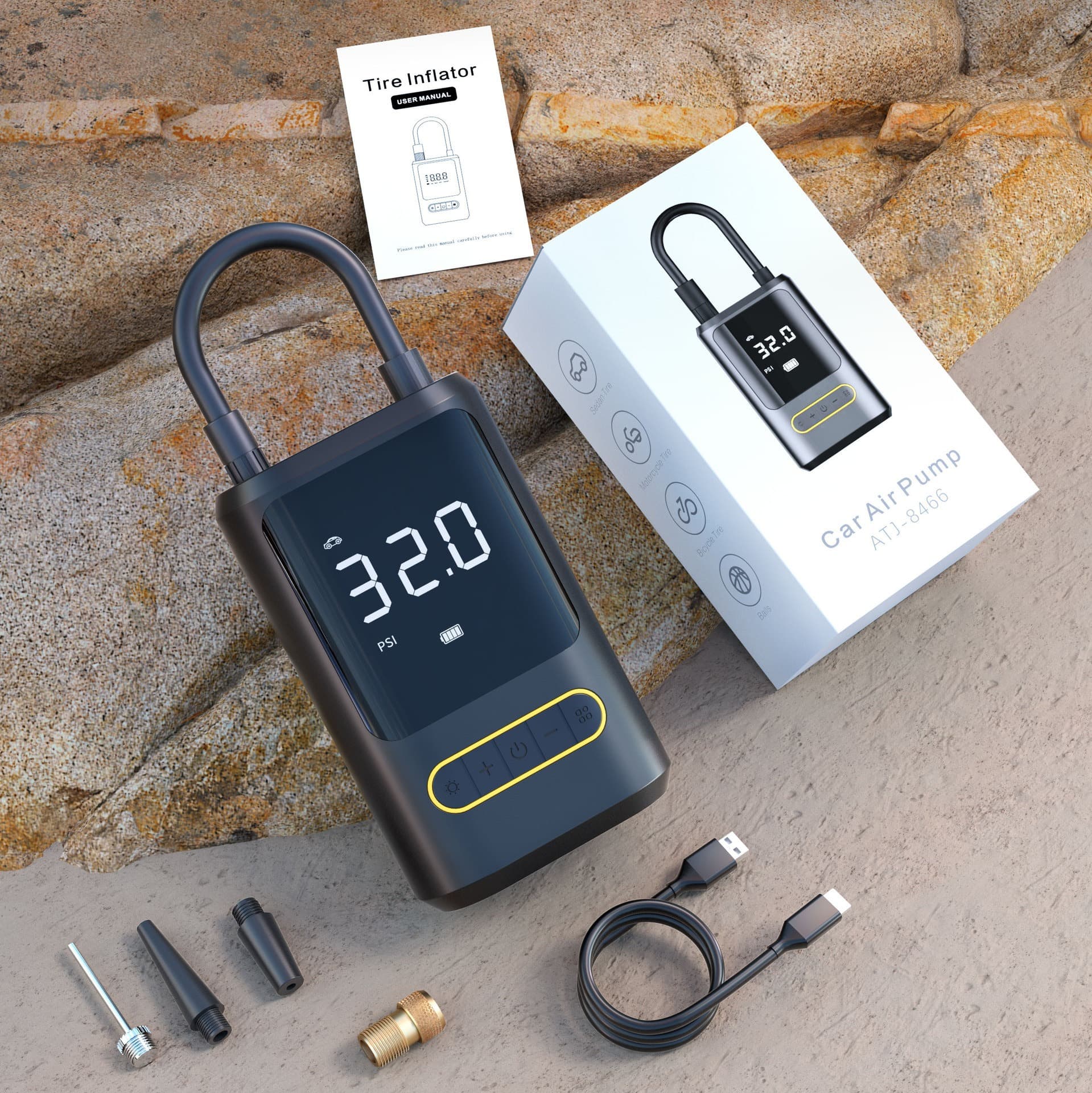 Car Inflator Pump Mini Portable Tire Air Pump Handheld Wireless Charging Car Inflator