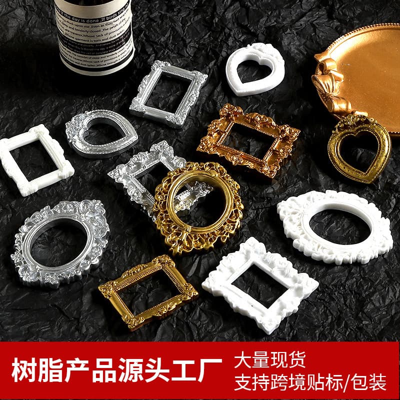 Miniature Picture Frame Vintage Baroque DIY Resin Accessory Photography Background Prop Decoration Embossed Flower Frame