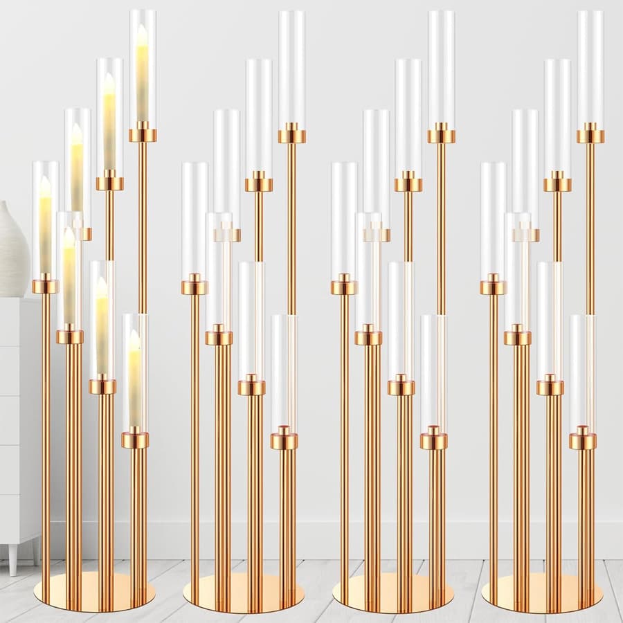Cross-border special supply of iron electroplated gold candlesticks, wedding props, wedding hall, hotel banquet hall, main table decoration