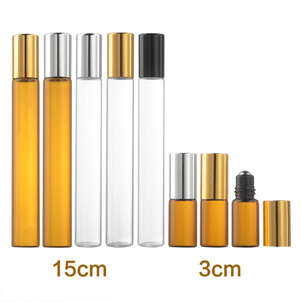 Spot Essential Oil Roll-On Bottle Empty Bottle Perfume Portable Small Sample 3ml 15ml Glass Steel Bead Packaging Roll-On Bottle