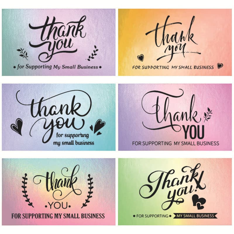 50 sheets/pack Thank you for supporting my small business, colorful cards thank you cards greeting cards