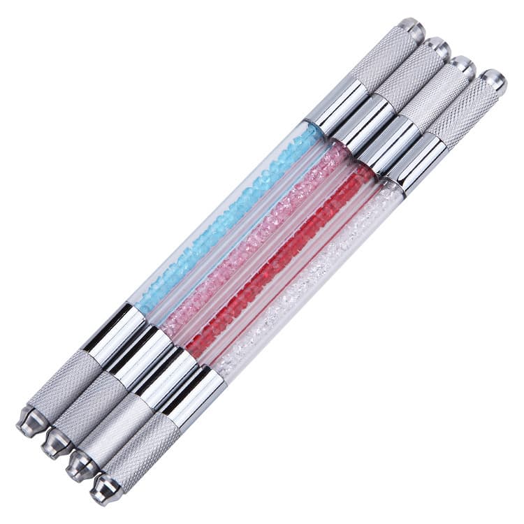 Korean Semi-Permanent Hand Tattoo Shading Pen, Dual-Head Crystal Tattoo Pen, Handheld Eyebrow Blade Tattoo Pen