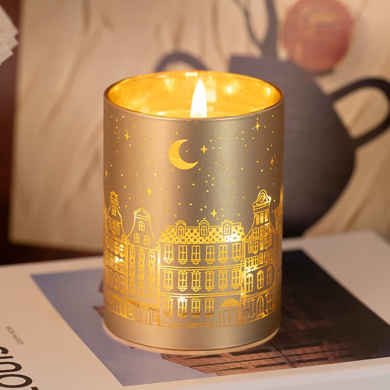 Aromatherapy Candle Romantic City Pattern Holiday Gift Bedroom Long-Lasting Fragrance Night Light Wholesale Customized
