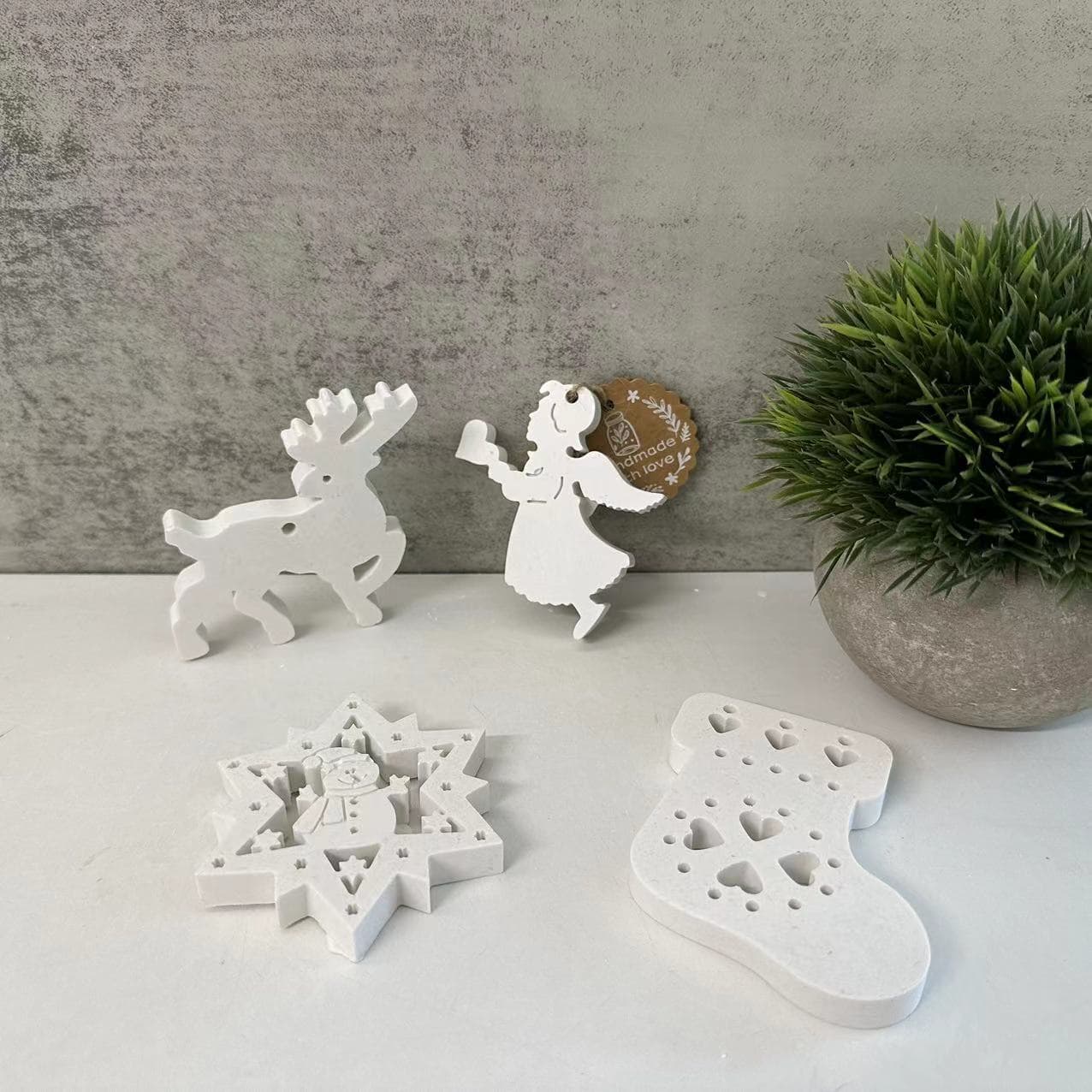 Christmas Series Snowman Angel Christmas Stocking Tag Mold Plaster Resin Mold
