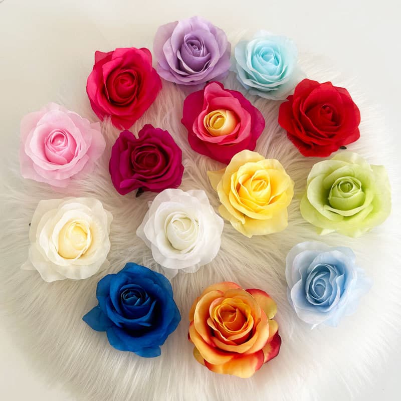 Round Rose Multi-color Silk Cloth Flower Head High-quality Hotel Banquet Hall Decoration Artificial Flower Factory Direct