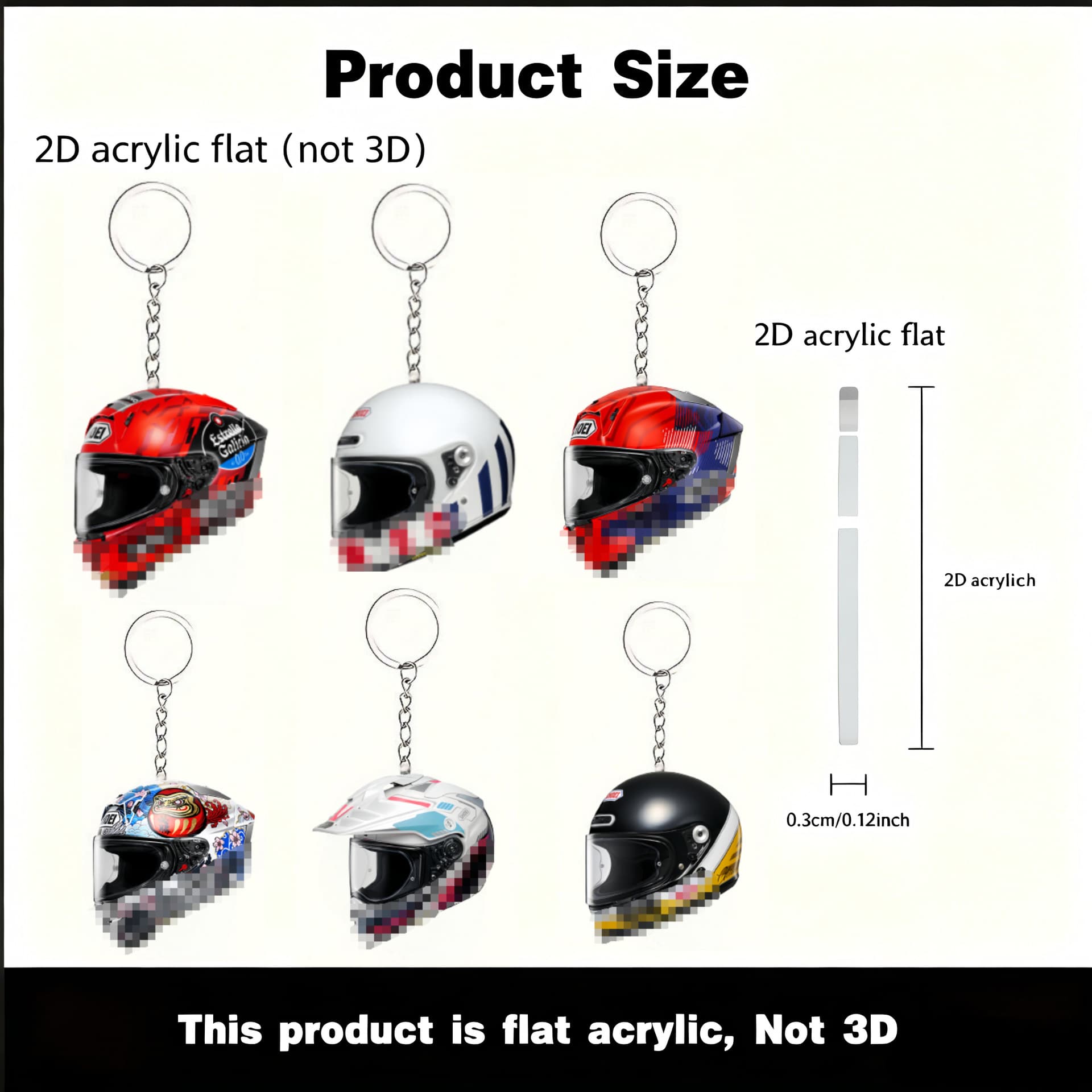 Hot-selling Cross-border Flat Acrylic Motorcycle Helmet Keychain, Multiple Colors Available, Exquisite and Versatile, In Stock for Fast Shipping
