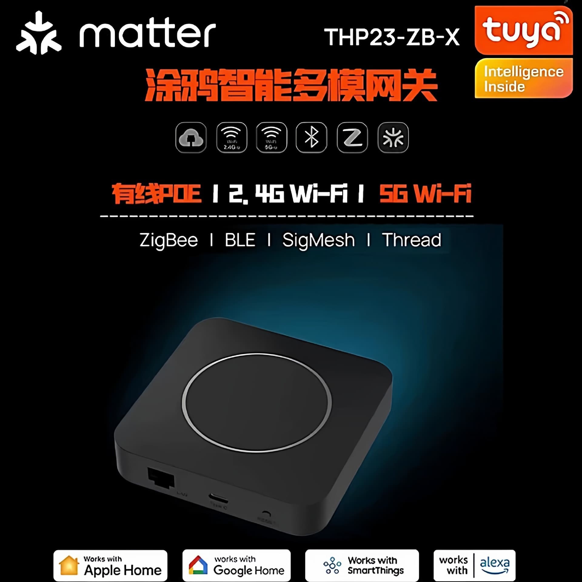 Tuya Multi-Mode Gateway Wireless Zigbee Gateway Wireless Bluetooth Gateway Wired Zigbee Gateway Matter Gateway