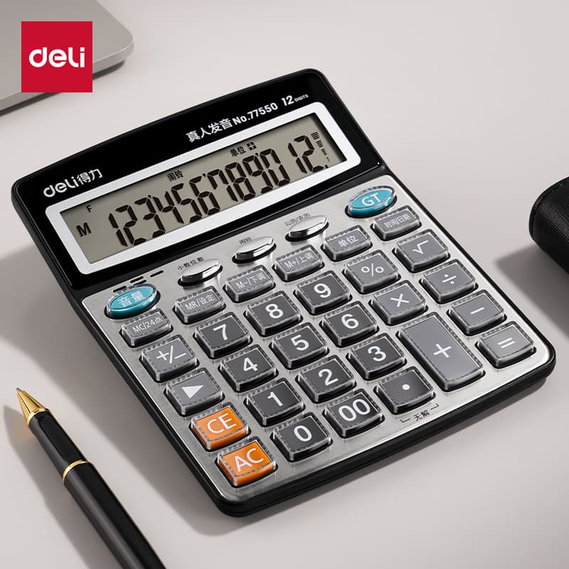 Deli Calculator Office Large Screen with Voice Function Office Calculator with Sound Commercial Calculator